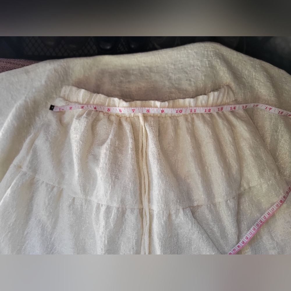 Lot of 2 Elegant Long Cream and Green Tiered Skirt Size Med - Picture 3 of 5